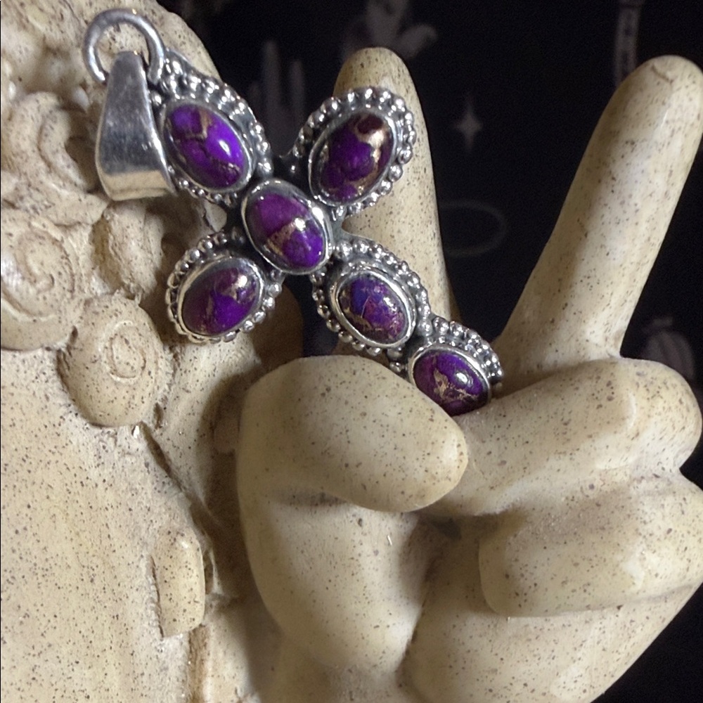 Beautiful Purple Mojave Turquoise Pendent Cross